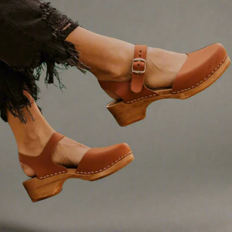 Leonie | Damen Platform Sandalen Geschlossen Blockabsatz Komfort