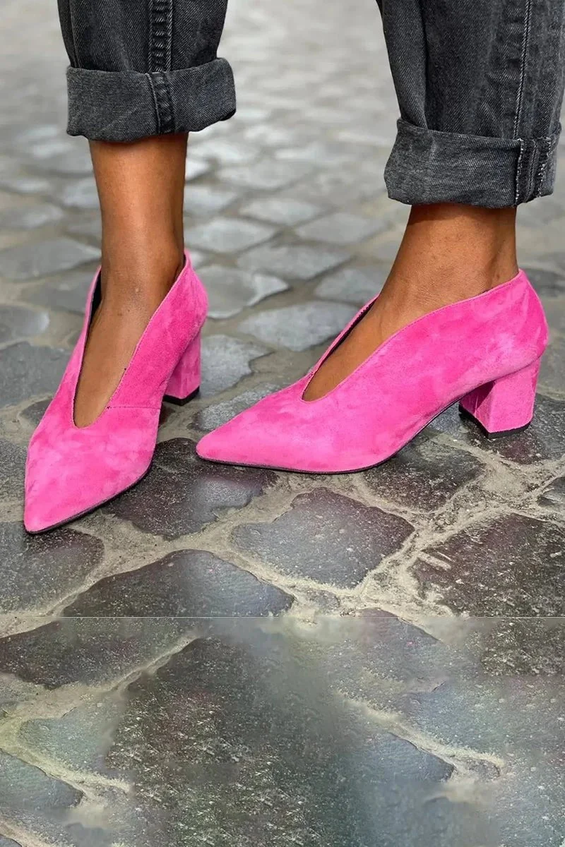 Marie | Damen Pumps Blockabsatz Spitze Zehe Elegant Business