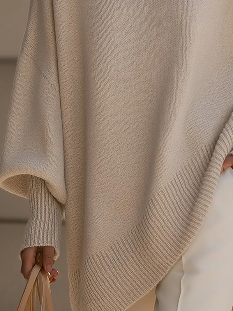 Emilia | Damen Pullover Oversized Asymmetrisch Baumwolle Acryl