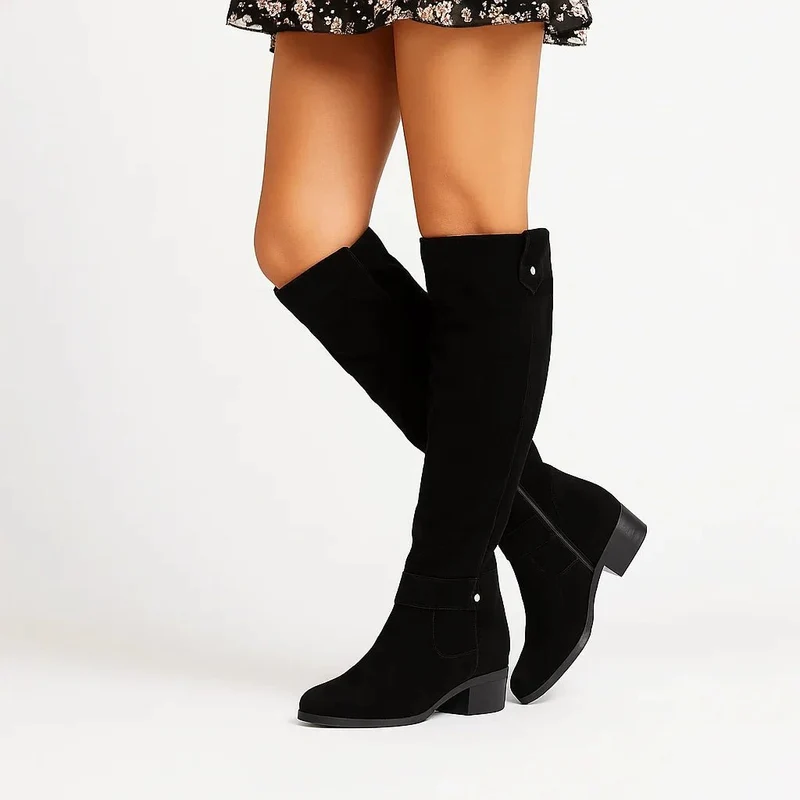 Leonie | Damen Kniestiefel Leder Rutschfest Ganzjährig Komfort