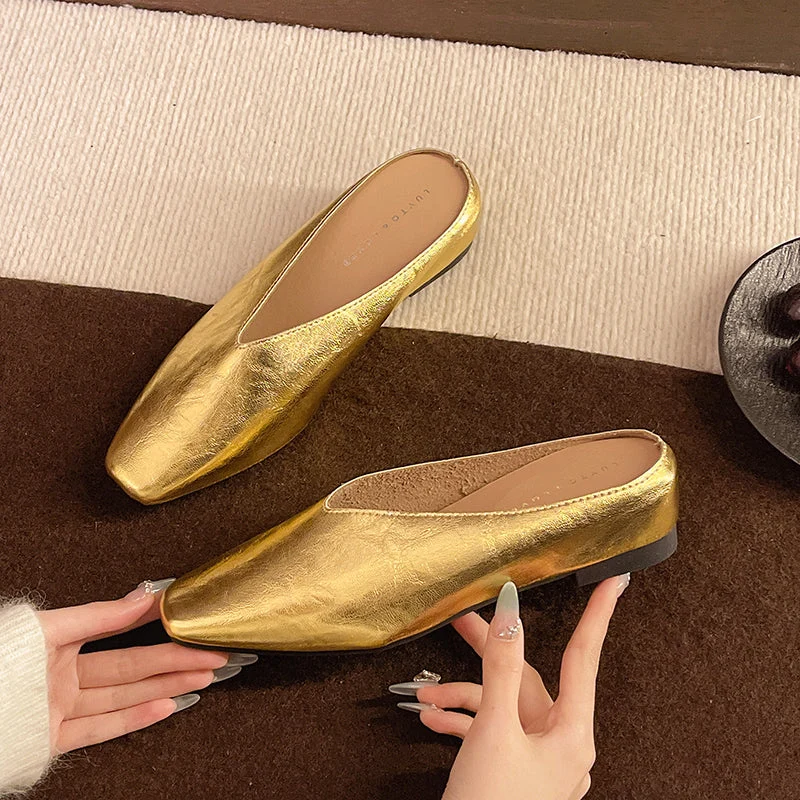 Damen Slipper mit Geschlossener Spitze und Flacher Sohle