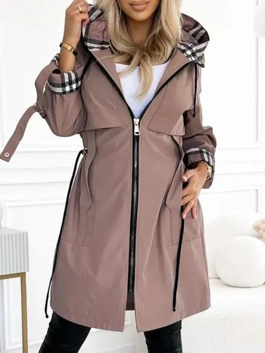Annika | Wasserdichter Damenparka mit Kapuze und Karromuster