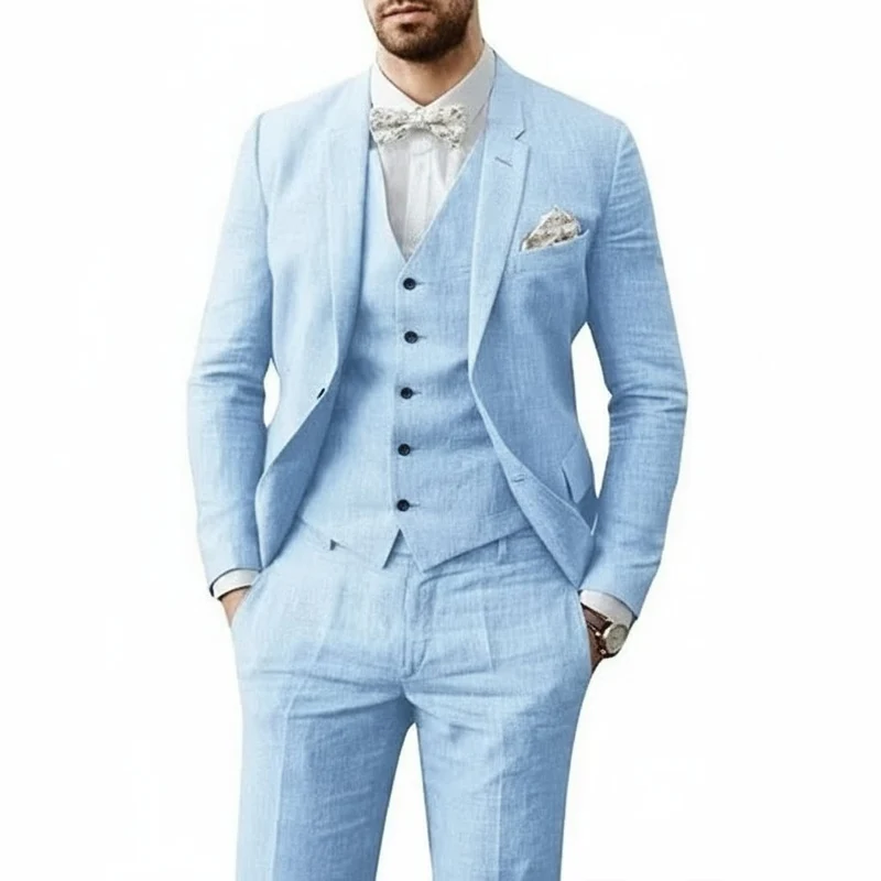 Niklas | Herren Leinenanzug 3-teilig Zweiknopf Hochzeit Sommer