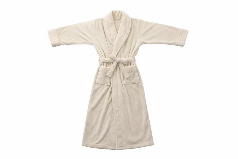 Unisex Bademantel lang mit Gürtel, Schalkragen und aufgesetzten Taschen
