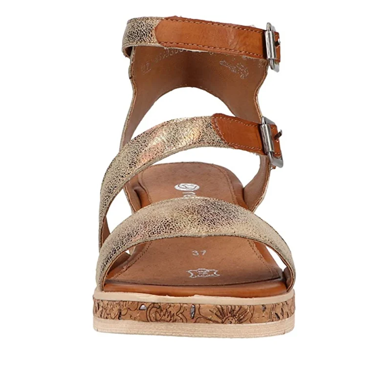 Remonte Sandale mit Keilabsatz für Damen – Braun / Metallic