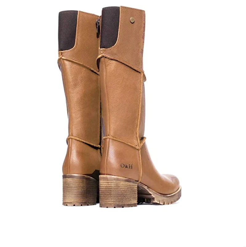 Oak & Hyde Damen Kensington Hi Bombain Lederstiefel – Hellbraun