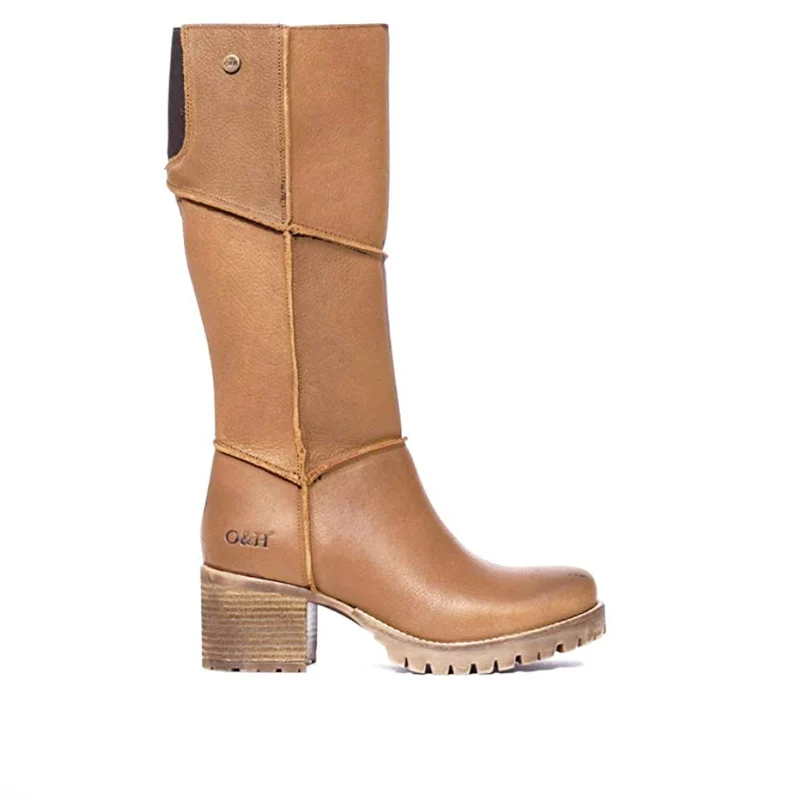 Oak & Hyde Damen Kensington Hi Bombain Lederstiefel – Hellbraun