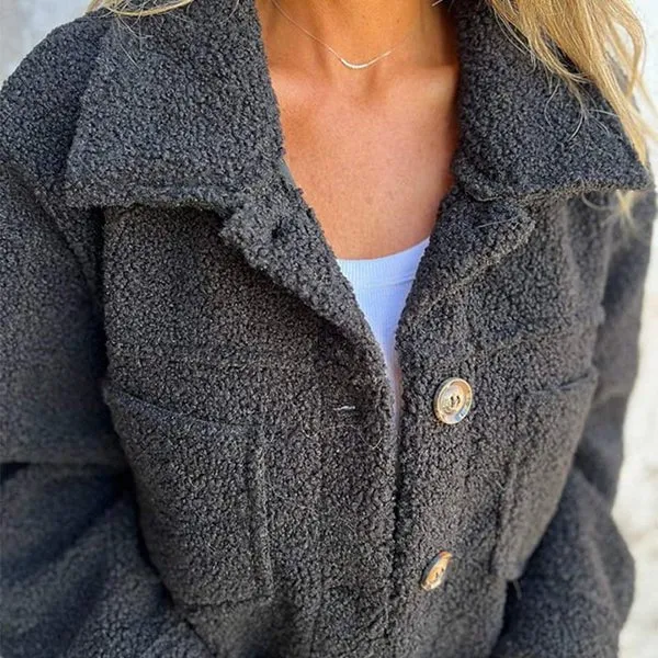 Katharina | Plus Size Damen Cardigan Knopfverschluss Kragen Taschen