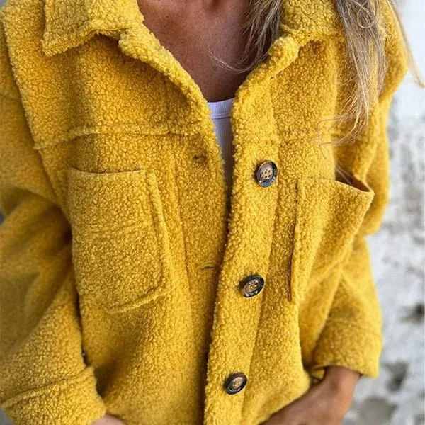 Katharina | Plus Size Damen Cardigan Knopfverschluss Kragen Taschen