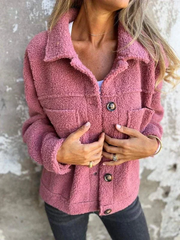 Katharina | Plus Size Damen Cardigan Knopfverschluss Kragen Taschen