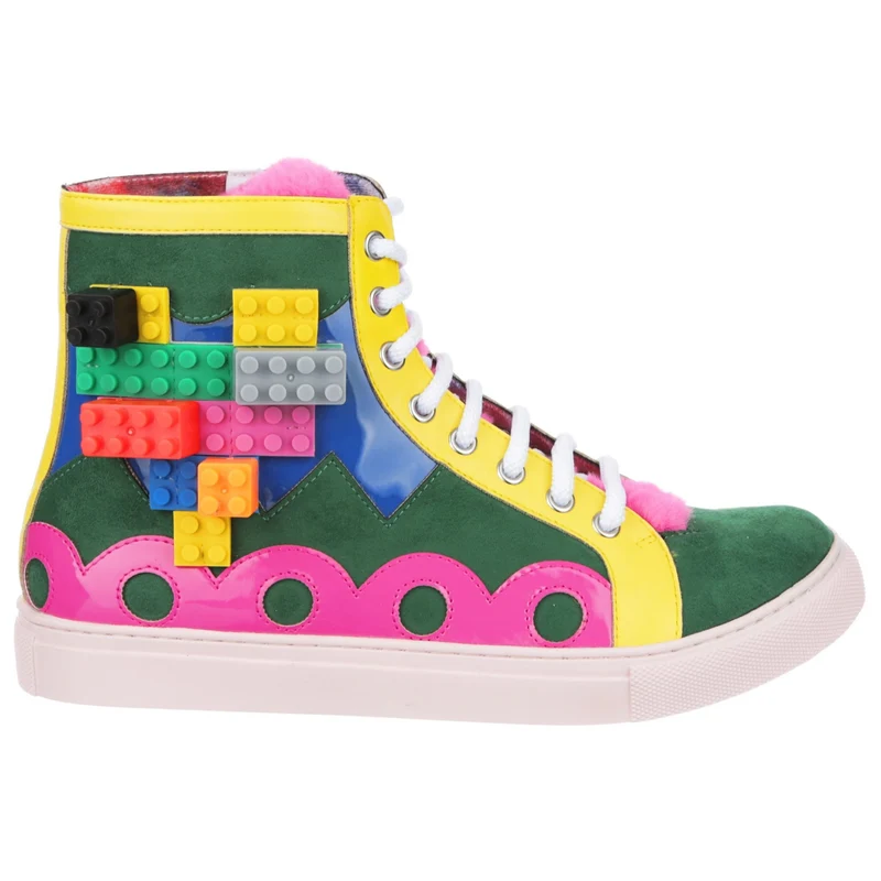 Irregular Choice Bunte Kingdom High-Top-Sneaker für Damen – Rosa/Gelb/Grün/Blau