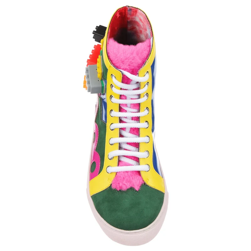 Irregular Choice Bunte Kingdom High-Top-Sneaker für Damen – Rosa/Gelb/Grün/Blau