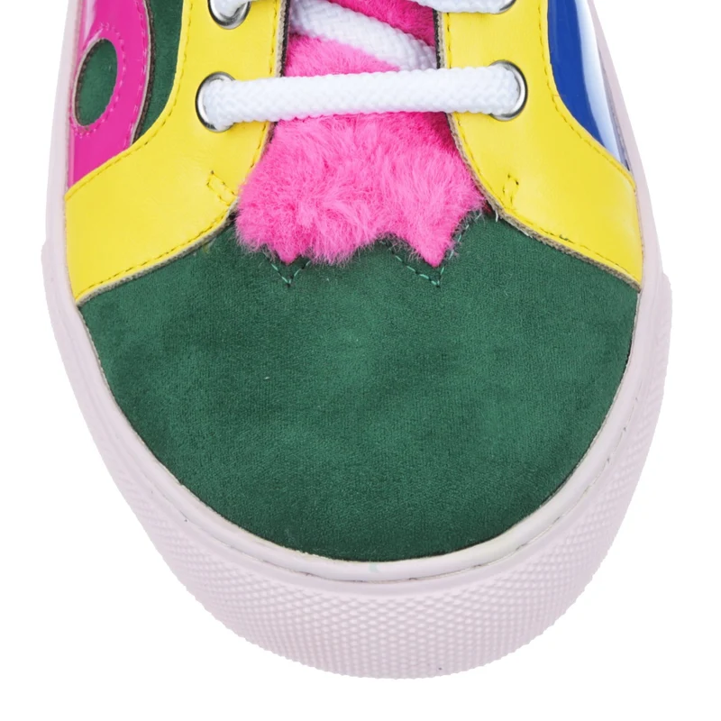 Irregular Choice Bunte Kingdom High-Top-Sneaker für Damen – Rosa/Gelb/Grün/Blau