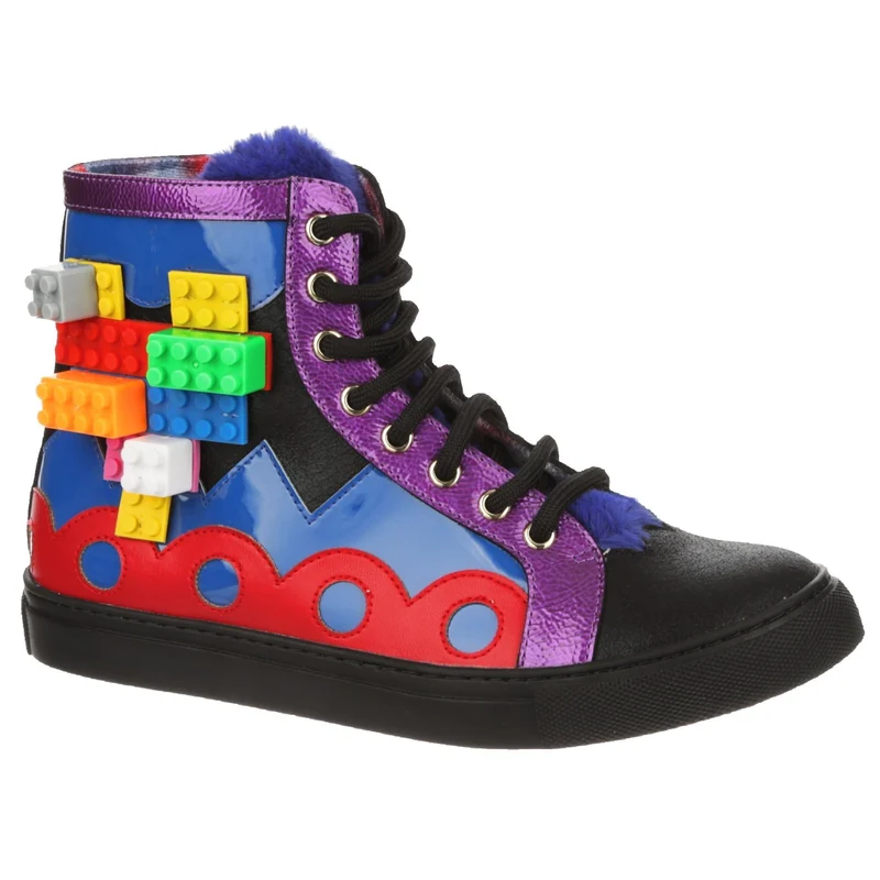 Irregular Choice Bunte Kingdom High-Top-Sneaker für Damen – Schwarz / Blau / Lila