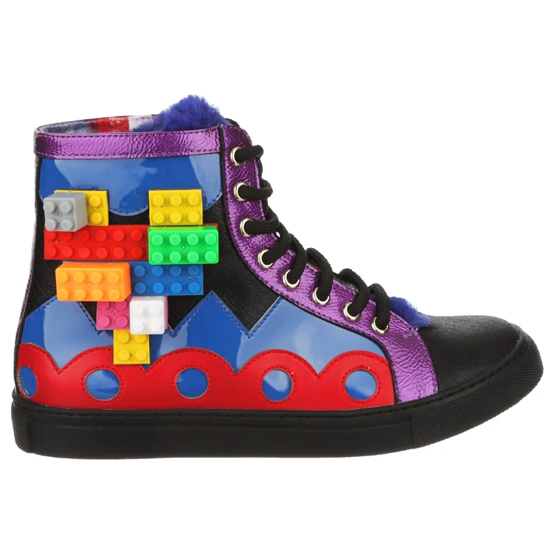 Irregular Choice Bunte Kingdom High-Top-Sneaker für Damen – Schwarz / Blau / Lila
