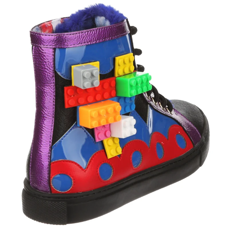 Irregular Choice Bunte Kingdom High-Top-Sneaker für Damen – Schwarz / Blau / Lila