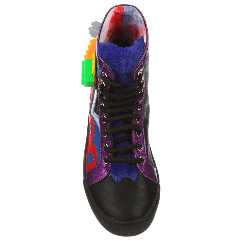 Irregular Choice Bunte Kingdom High-Top-Sneaker für Damen – Schwarz / Blau / Lila