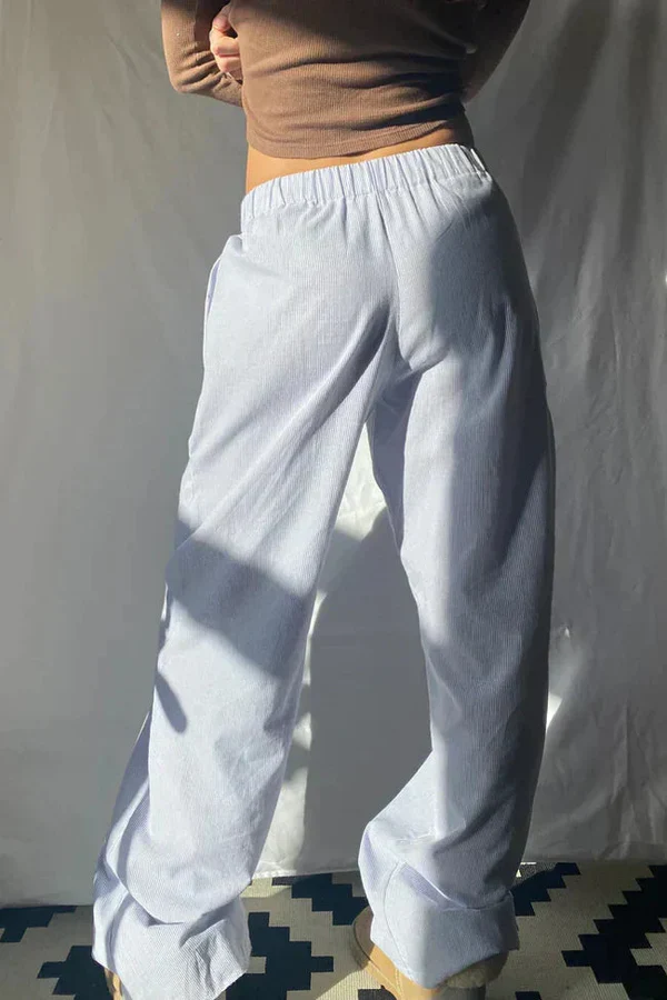 Damen Hose mit Elastischem Bund und Geradem Bein