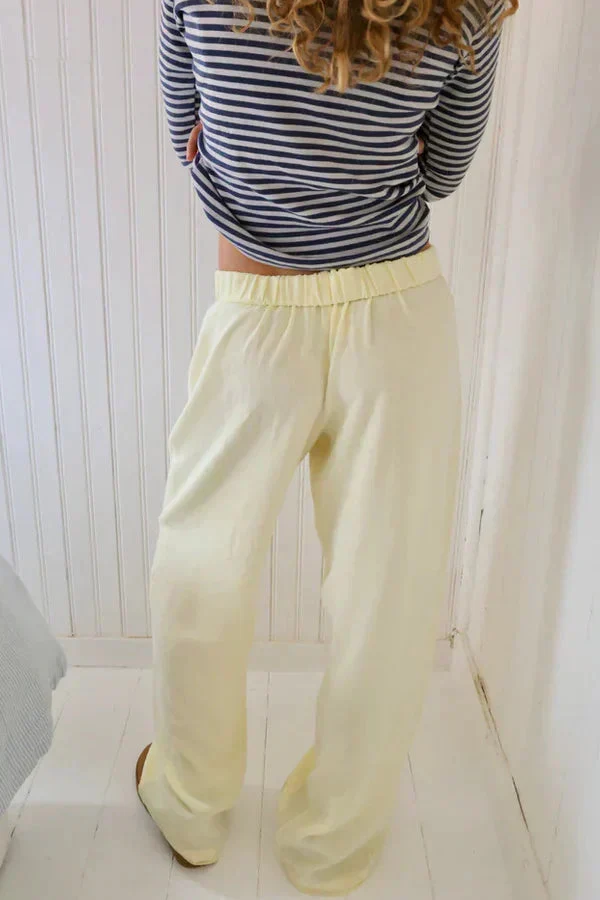 Damen Hose mit Elastischem Bund und Geradem Bein