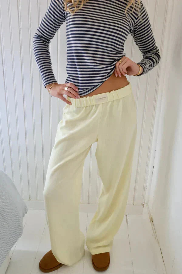 Damen Hose mit Elastischem Bund und Geradem Bein