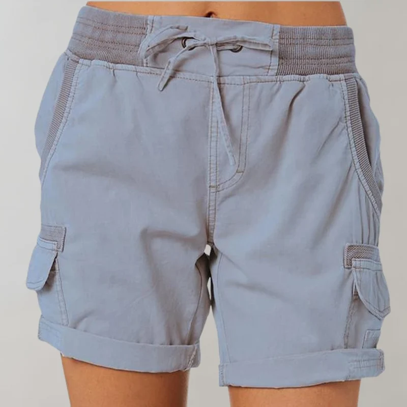 Marlene | Damen Hochbund Cargo Shorts mit Kordelzug
