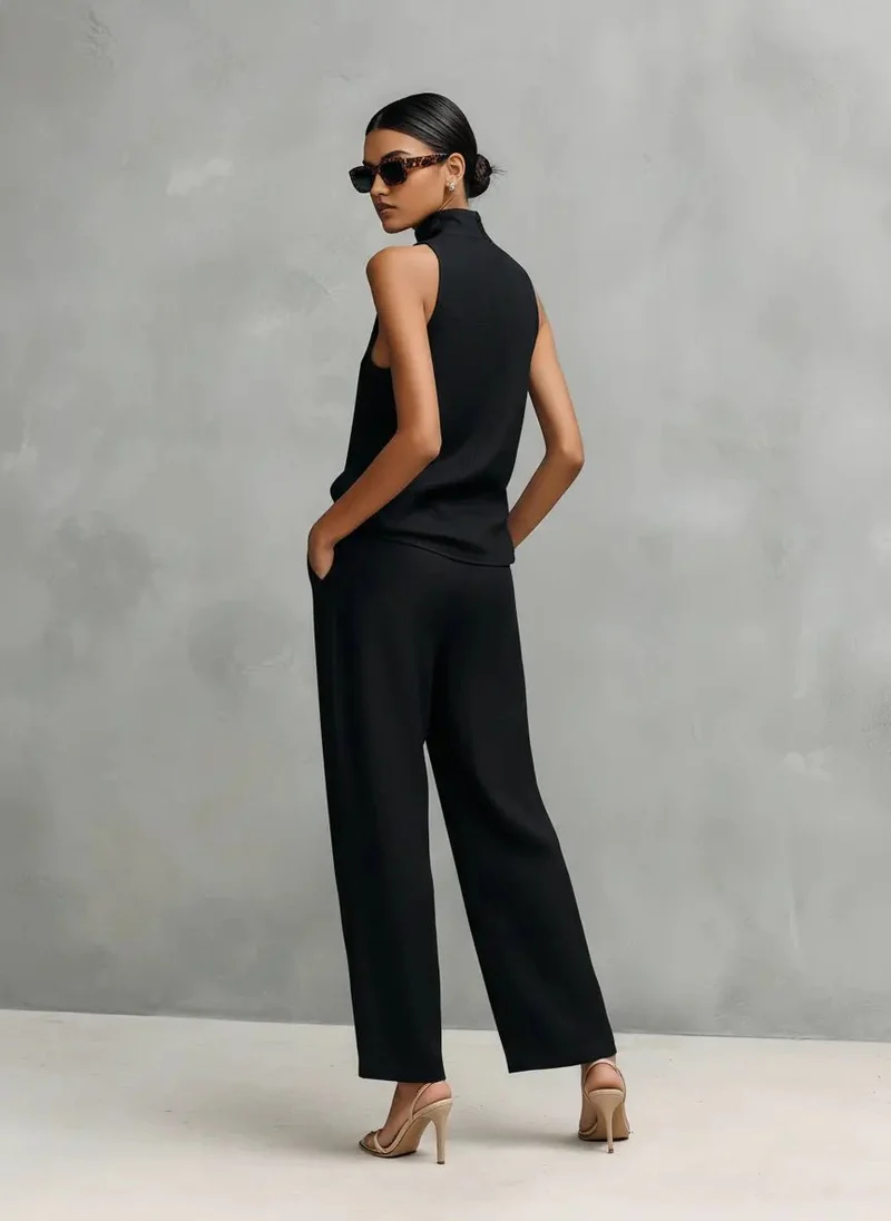 Clara | Damen Leinen Ärmellos Top Hose Zweiteiler Set