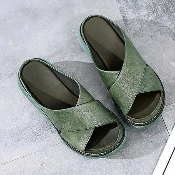 Leonie | Damen Gepolsterte Flache Sandalen Kreuzriemen