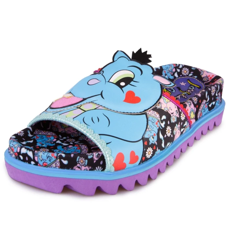 Irregular Choice Damen Hippo Hop Pantoletten - Rosa / Blau