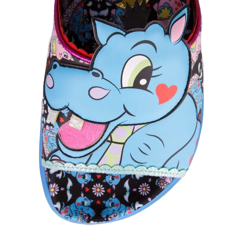 Irregular Choice Damen Hippo Hop Pantoletten - Rosa / Blau
