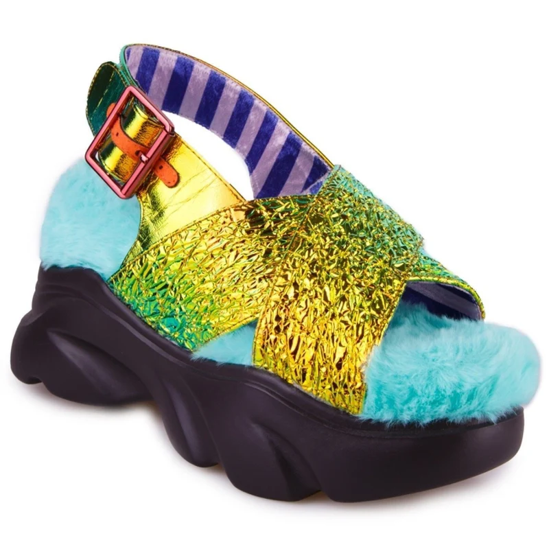 Irregular Choice Booyah Plateau-Sandale für Damen – Blau
