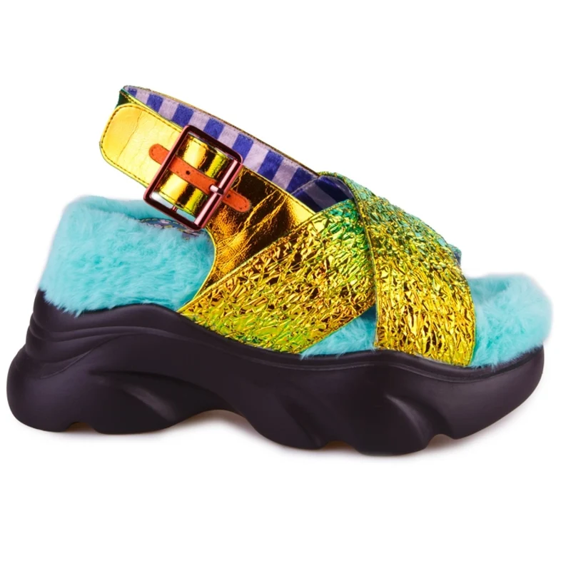 Irregular Choice Booyah Plateau-Sandale für Damen – Blau