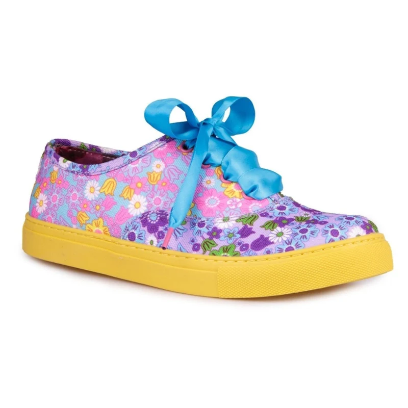 Irregular Choice Top-of-the-World-Trainer für Damen – blaue Blume