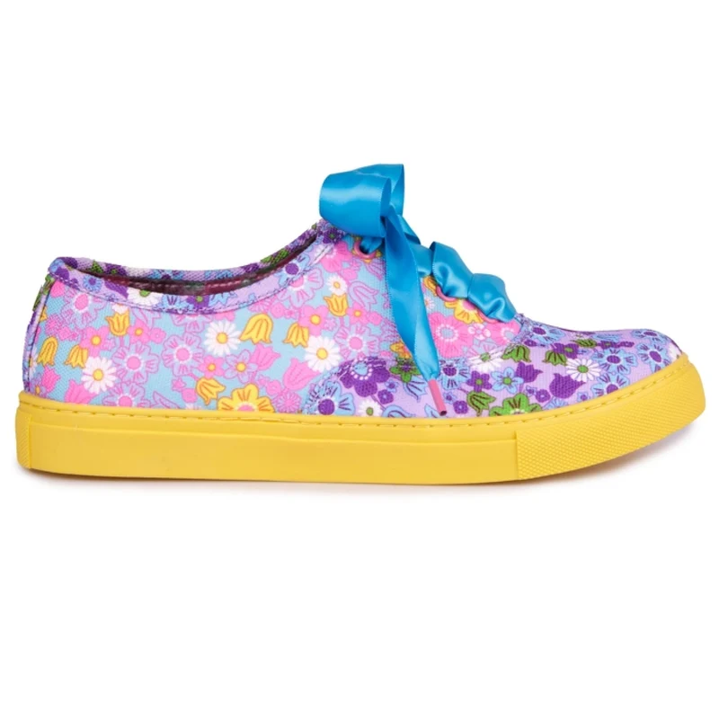 Irregular Choice Top-of-the-World-Trainer für Damen – blaue Blume