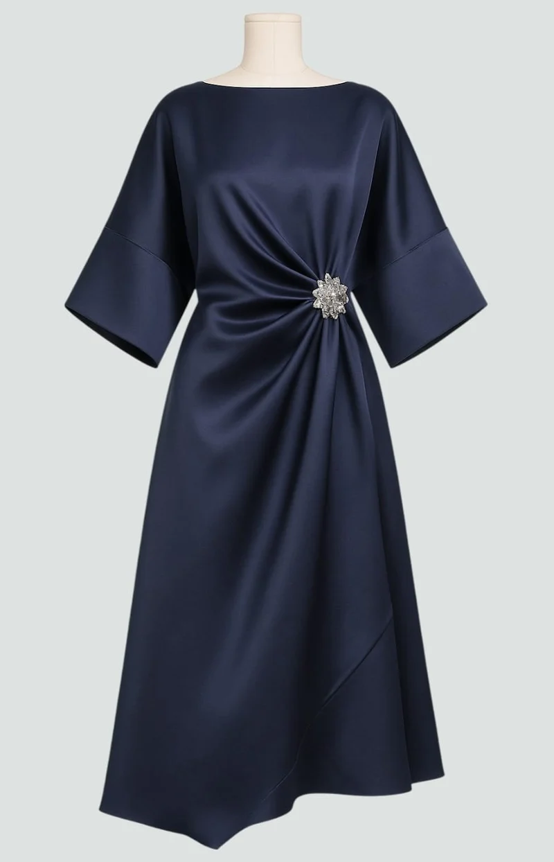 Johanna | Elegantes Abendkleid mit Brosche Langarm
