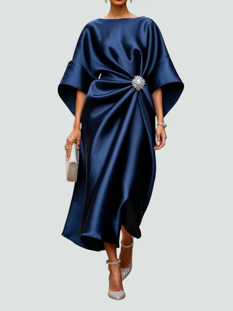 Johanna | Elegantes Abendkleid mit Brosche Langarm