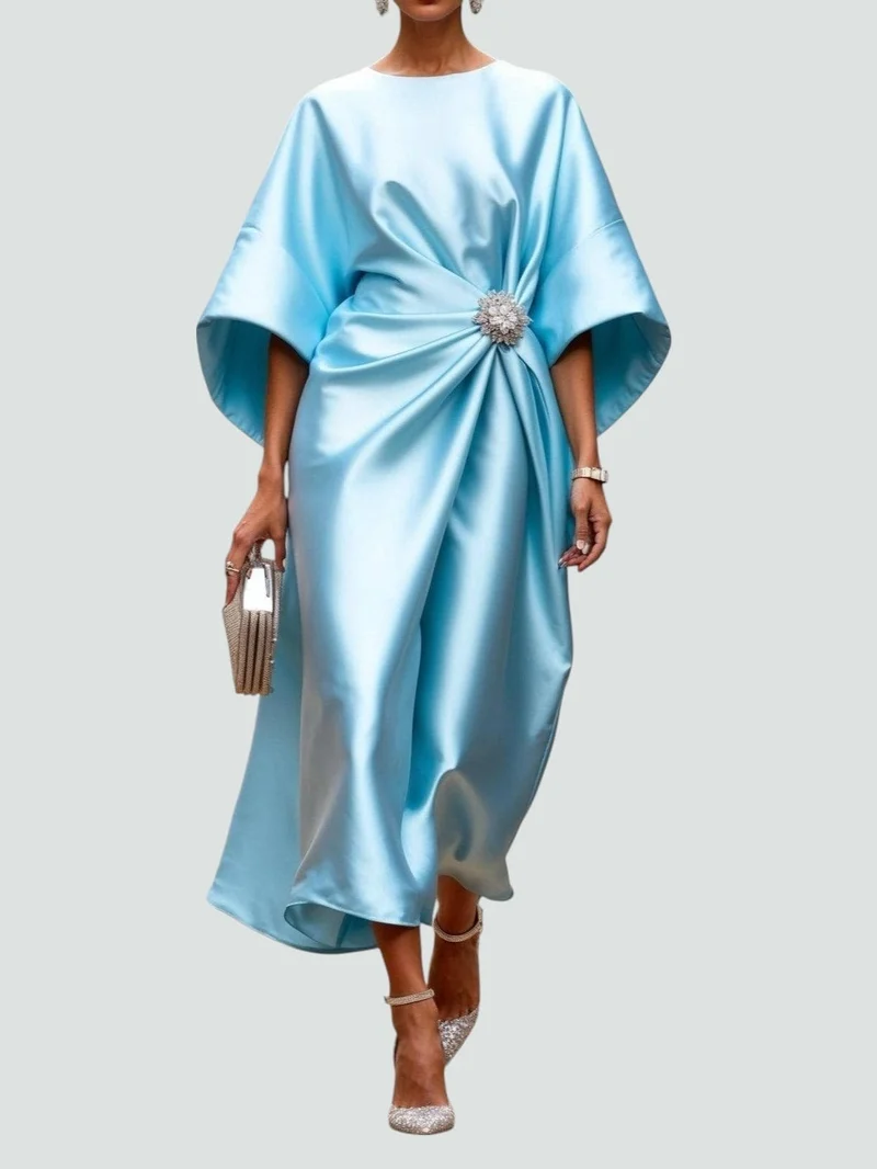 Johanna | Elegantes Abendkleid mit Brosche Langarm