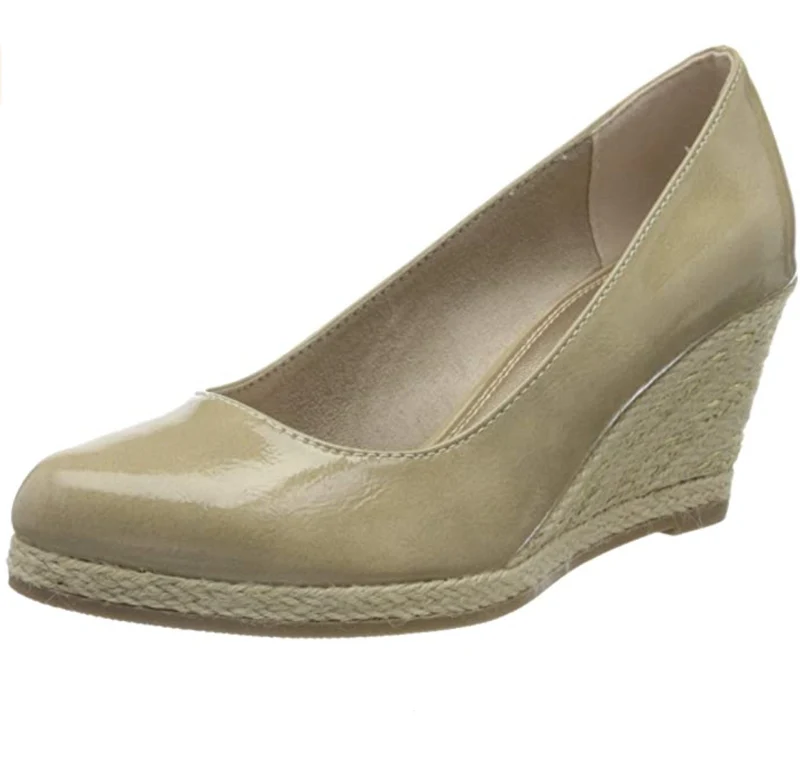 Marco Tozzi Damen-Plateau-Absatz – Beige Dune Patent