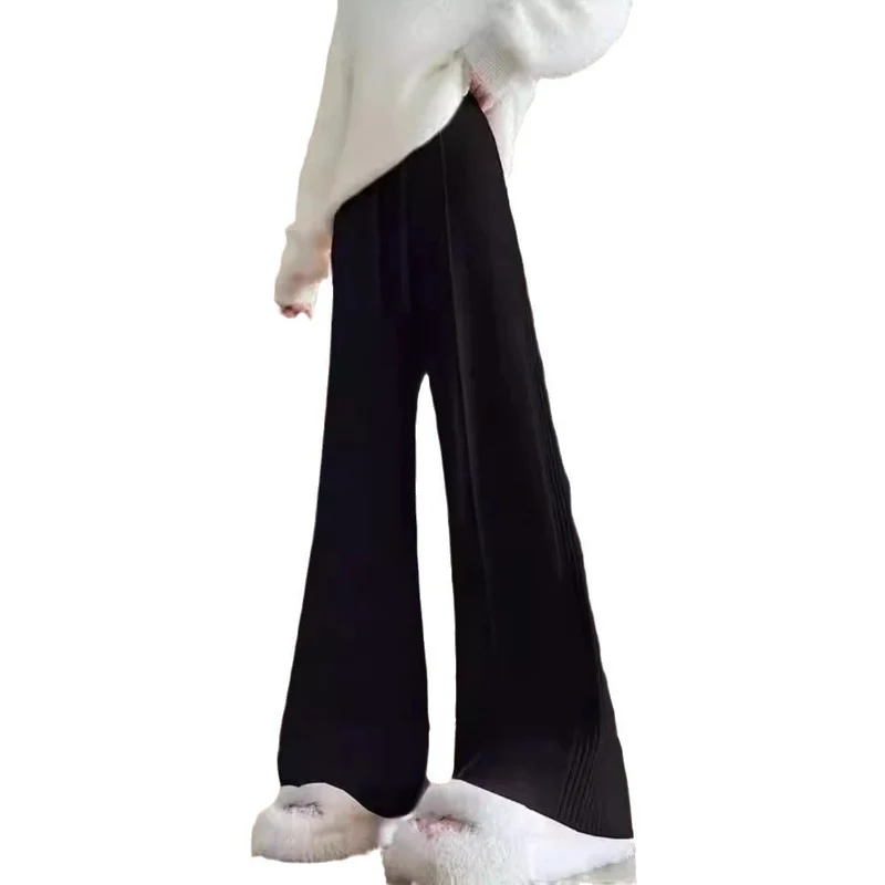 Damen Strickhose mit weitem Bein und elastischem Bund