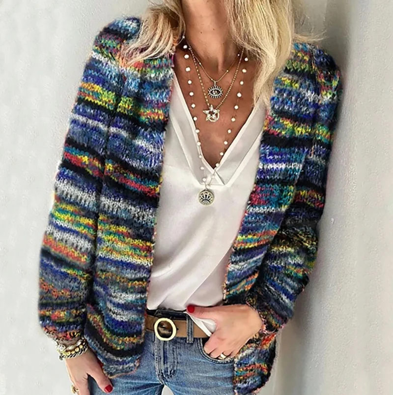 Luisa | Damen Mehrfarbige Strick-Cardigan