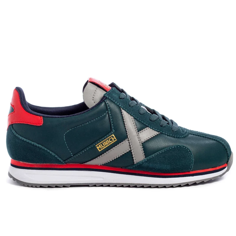 Munich Herren-Sneaker „Sapporo 92“ aus Leder – Grün/Rot