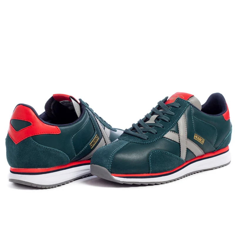 Munich Herren-Sneaker „Sapporo 92“ aus Leder – Grün/Rot