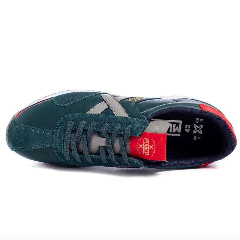 Munich Herren-Sneaker „Sapporo 92“ aus Leder – Grün/Rot