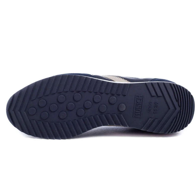 Munich Herren-Sneaker „Sapporo 91“ aus Leder – Marineblau/Rot