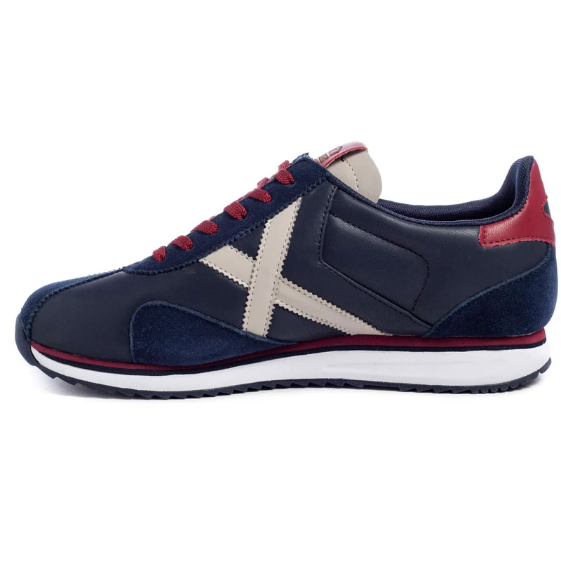 Munich Herren-Sneaker „Sapporo 91“ aus Leder – Marineblau/Rot