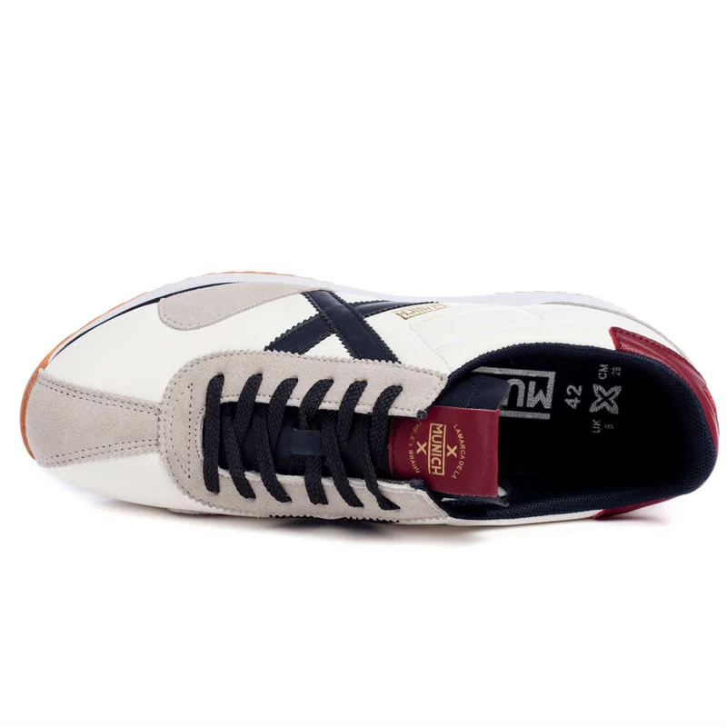 Munich Herren-Sneaker „Sapporo 93“ aus Leder – Weiß / Marineblau