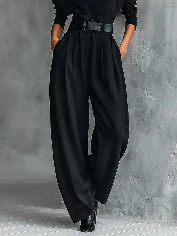 Elisabeth | Rollkragen Jumpsuit Set mit Gürtel Langarm Zweiteiler