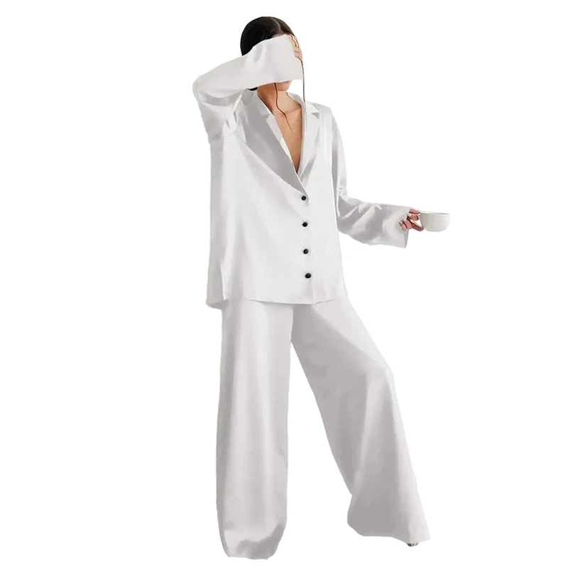 Damen Zweiteiliges Set mit Langarmhemd und weiter Hose