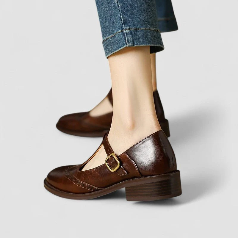 Marlene | Mary Jane Schuhe Orthopädisch T-Riemen Blockabsatz