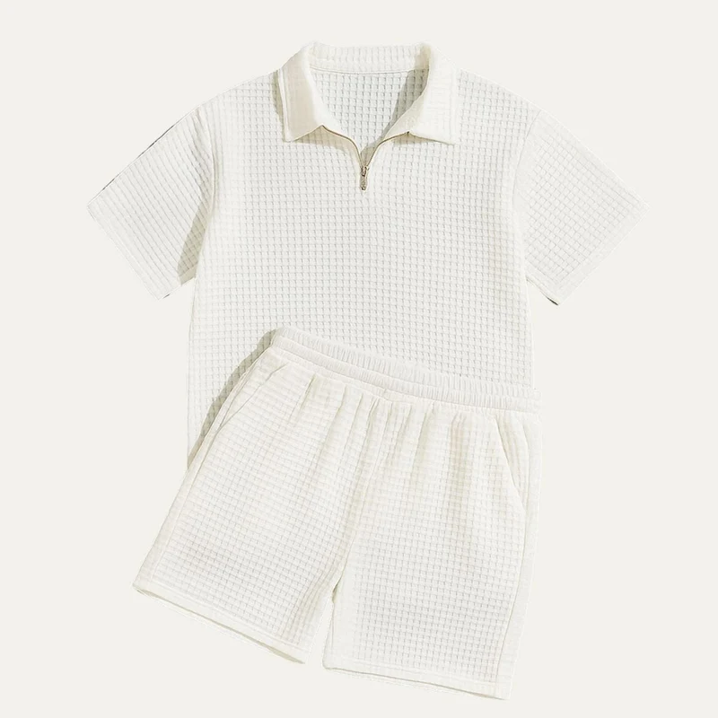 Herren Zweiteiliges Set mit Kurzarmshirt und Shorts mit Struktur