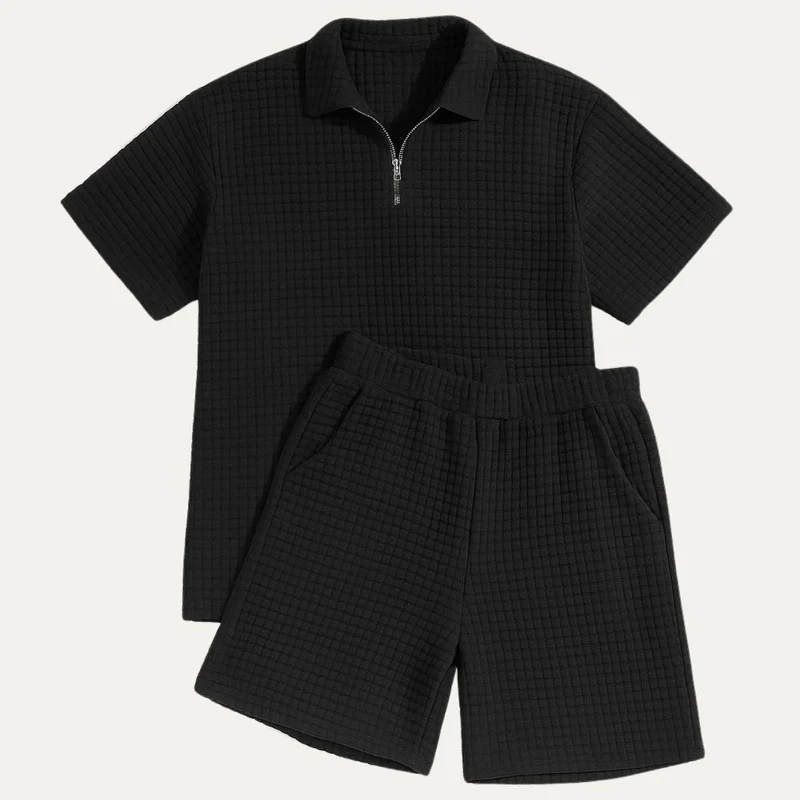 Herren Zweiteiliges Set mit Kurzarmshirt und Shorts mit Struktur